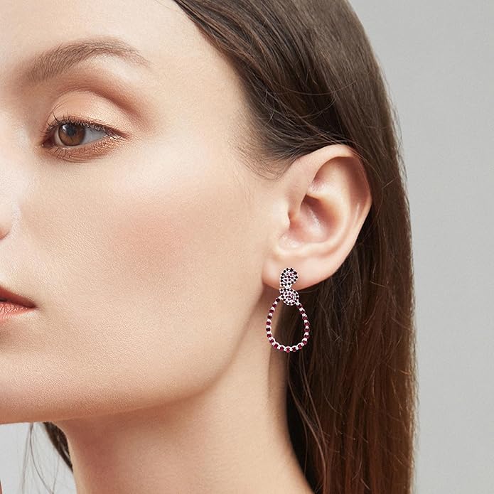 Moissanite Hoop Earrings for Women, S925 Sterling Silver, 18K White Gold Plated, D Color VVS1