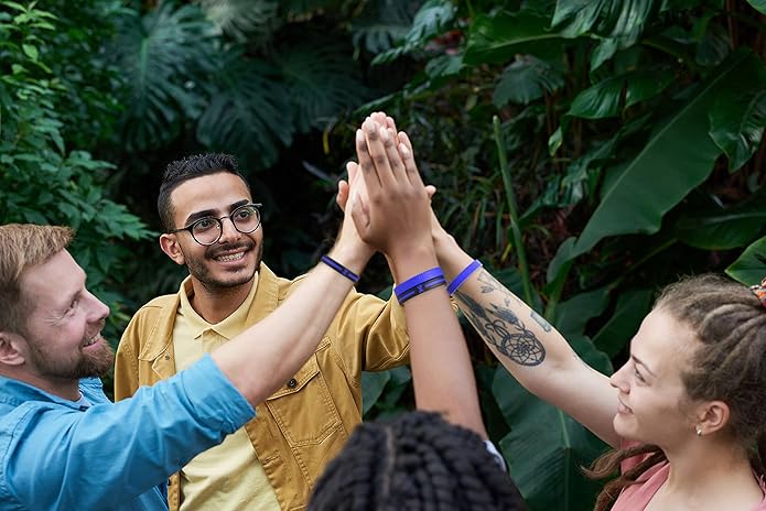 (12-pack) Blue Awareness Ribbon Bracelets - Wholesale Bulk Pack of 12 Silicone Rubber Wristbands for Awareness Giveaways, Encouragement Gifts, Thin Blue Line Accessories - Unisex for Men Women