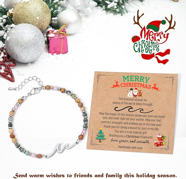 TONY & SANDY Friend Gifts for Women, Stocking Stuffers for Women, Sister Gifts from Sister, Wave Bracelet, Birthday Gifts for Woman, Bestie Friendship Bracelets, Unique Gifts for Her