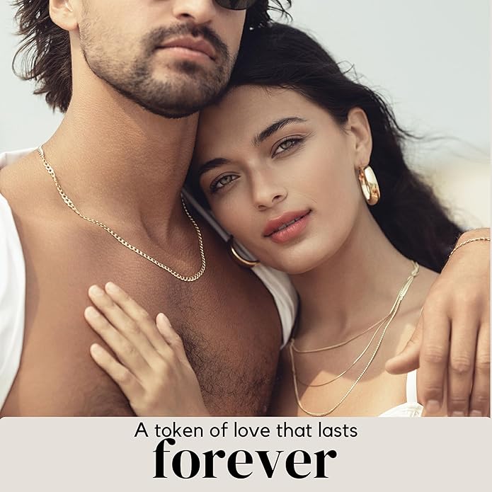 KISPER Italian 18K Gold Plated 925 Sterling Silver Diamond Cut Box Link Chain Necklace – for Women & Men with Spring Ring Clasp – Made in Italy