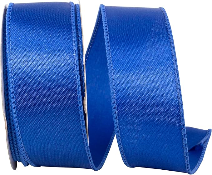 Reliant Ribbon 92575W-050-09F Satin Value Wired Edge Ribbon, 1-1/2 Inch X 10 Yards, Royal