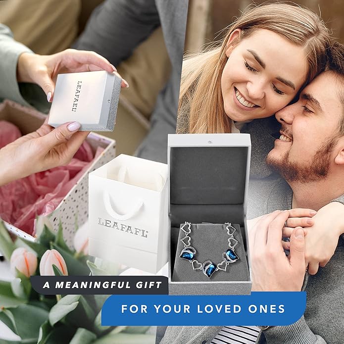 Leafael Infinity Love Heart Link Bracelets, Birthstone or Healing Stone Crystal Bracelet for Women, Silver Tone Jewelry Gifts for Her, 7-inch Chain and 2-inch Extender