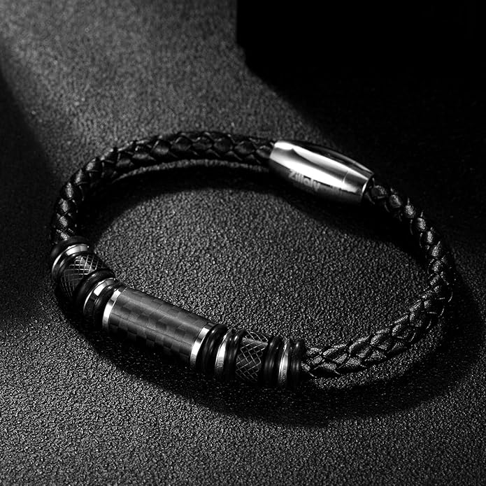 Men's Stainless Steel Two-Tone Square Link diamond Bracelet in Black & Blue Ion-Plated Black