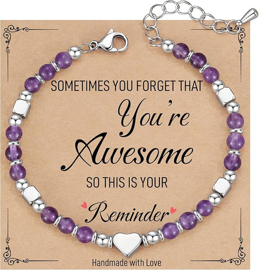 TONY & SANDY Tiny Beaded Bracelets for Women, Sometimes You Forget You're Awesome Gift, Unique Stocking Stuffers for Women, Mom, Daughter, Wife, Coworker, Best Friend, Bestie, Granddaughter