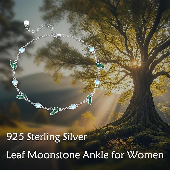 CRMAD 925 Sterling Silver Daisy/Sunflower Moonstone Anklet Daisy Flower Ankle Bracelet for Women Beach Dainty Jewelry