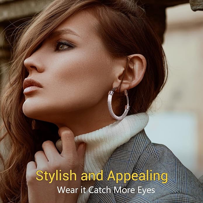 PROSTEEL 30/40/60/80/100mm Chunky Hoop Earrings For Women Gold Plated/Black Stainless Steel Hoops Earrings Statement Jewelry