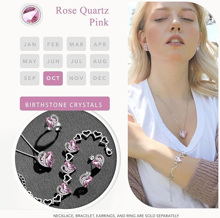 Earrings for Women, Mothers Day Gift for Mom, Heart Birthstone Crystal Stud Earring, Silver Plated Birthday Jewelry