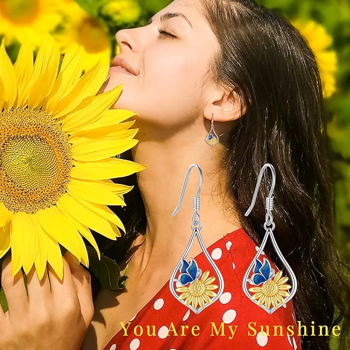 Sterling Silver Tree of Life/Flower/Bee/Animals/Cat/Hummingbird Dangle Earrings Moonstone Turquoise Drop Leverback Earrings Jewelry Gifts