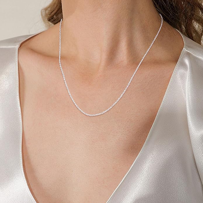 Gacimy 925 Sterling Silver Rope Chain for Women Men, 1.2mm 1.5mm 1.8mm Width 16 18 20 22 24 Inches Length