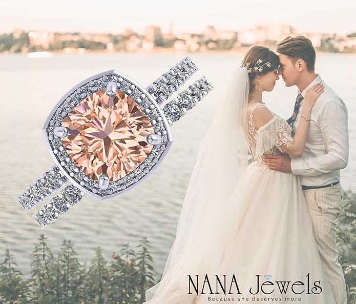 NANA Jewels Sterling Silver Engagement Rings for Women - Choose Simulated Morganite, Citrine, Aquamarine & More