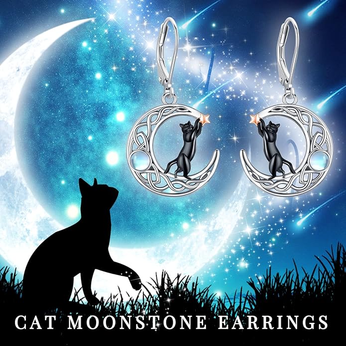 Sterling Silver Tree of Life/Flower/Bee/Animals/Cat/Hummingbird Dangle Earrings Moonstone Turquoise Drop Leverback Earrings Jewelry Gifts