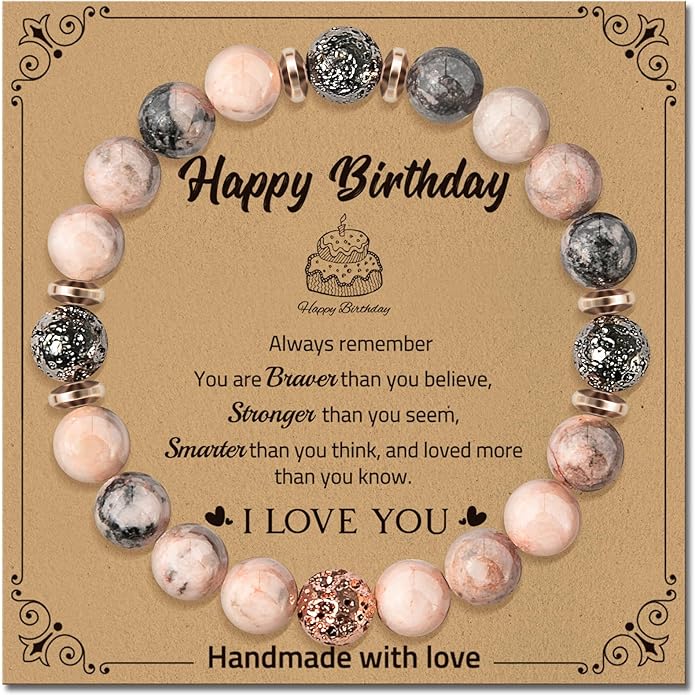 30th 40th 50th 60th 70th 80th Birthday Gifts for Women, Natural Stone Bracelet Birthday Gifts for Mom Daughter Grandma Sister Friends Coworker