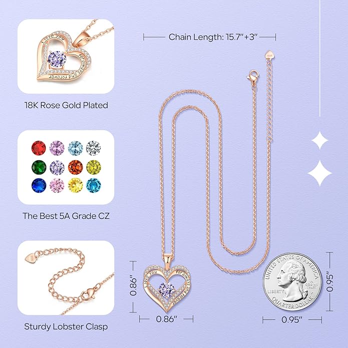 18K Rose Gold Necklaces for Women Birthday Gifts for Women Jewelry for Women Birthday Gifts for Wife Girlfriend Daughter Wife Birthday Gifts for Anniversary Mothers Day Christmas Valentines Gifts