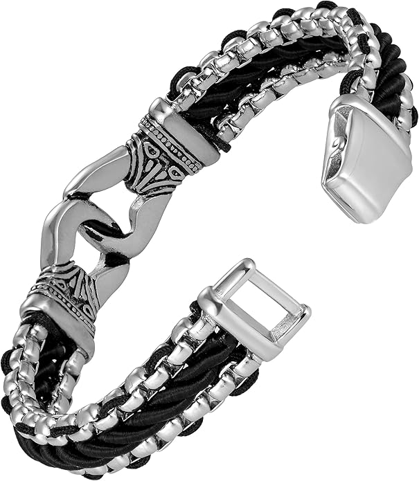 Men’s Link Bracelet Collection – Stainless Steel, Black & Silver Variations, Bracelet & Necklace Sets, 8.3–9" Length, Gift Ready