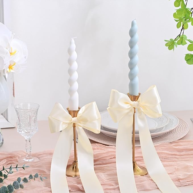 LEEQE Double Face Cream Satin Ribbon 1-1/2 inch X 50 Yards Polyester Cream Ribbon for Gift Wrapping Very Suitable for Weddings Party Hair Bow Invitation Decorations and More