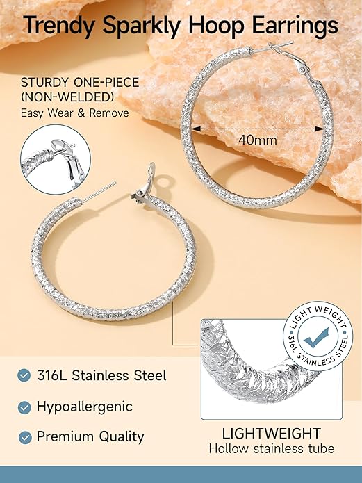 PROSTEEL 30/40/60/80/100mm Chunky Hoop Earrings For Women Gold Plated/Black Stainless Steel Hoops Earrings Statement Jewelry