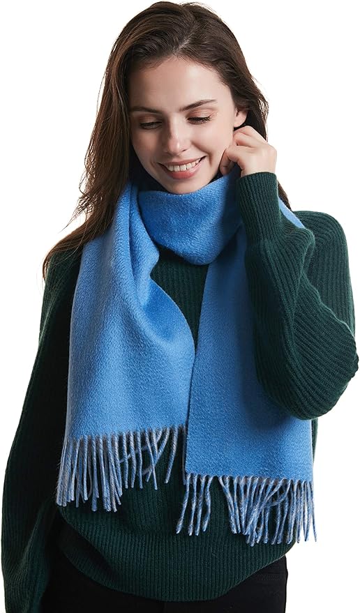 EURKEA 100% Cashmere 2025 Winter Scarf for Women Fringed Edges Warm & Soft Lightweight Solid/Plaid/Two-Tone Free Size