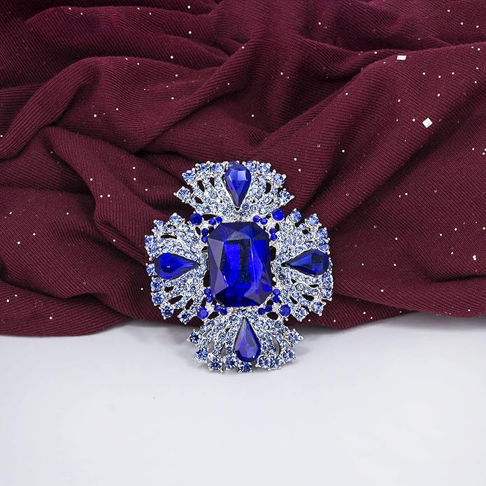 YOQUCOL Vintage Austrian Crystal Rhinestone Flowers Shaped Brooch Pin for Women Girls Lapel Pin for Sweater,Coat Dress Accessories