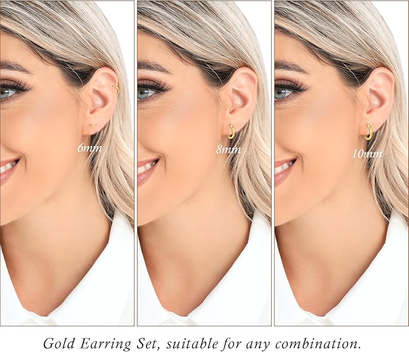 3 Pairs 925 Sterling Silver Hoop Earrings 14K White Gold Plated Small Silver Hoops Cartilage Huggie Earrings for Women Men