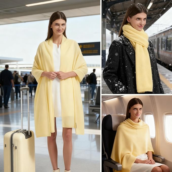 Erdenech Luxury Cashmere Wool Blend Wrap for Women, All-Season Travel Wrap Shawl, Extra Large Blanket Shawl Scarf Pashmina