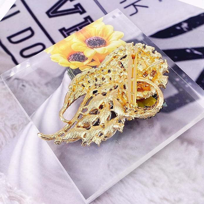 LAXPICOL Vintage Clear Austrian Crystal Elegant Flower Bouquet Wing Brooch for Women