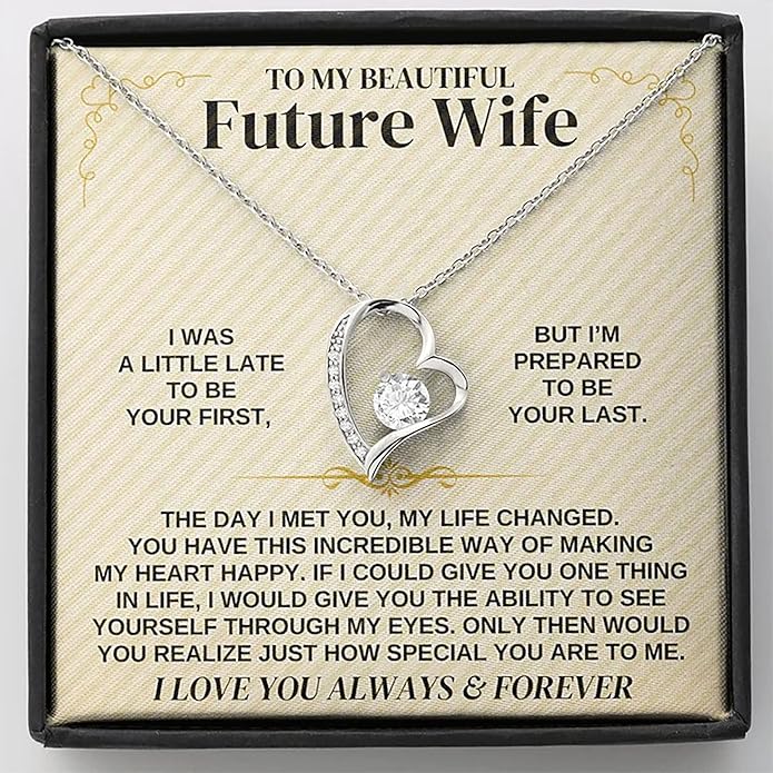 To My Future Wife Necklace - Promise Necklace For Her, Fiance Gifts For Her, Birthday Gifts For Future Wife With Message Card, To My Soulmate Necklace For Women Women Romantic Jewelry With Message Card, Gift Box