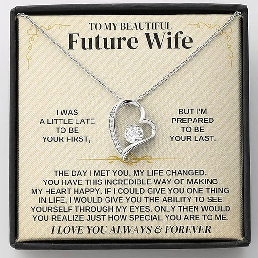 To My Future Wife Necklace - Promise Necklace For Her, Fiance Gifts For Her, Birthday Gifts For Future Wife With Message Card, To My Soulmate Necklace For Women Women Romantic Jewelry With Message Card, Gift Box