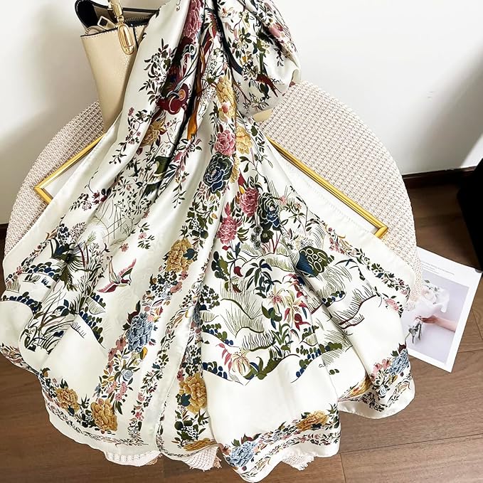 Long Silk Like Scarf Lightweight Satin Scarves Large Sunscreen Shawl Wrap for Women
