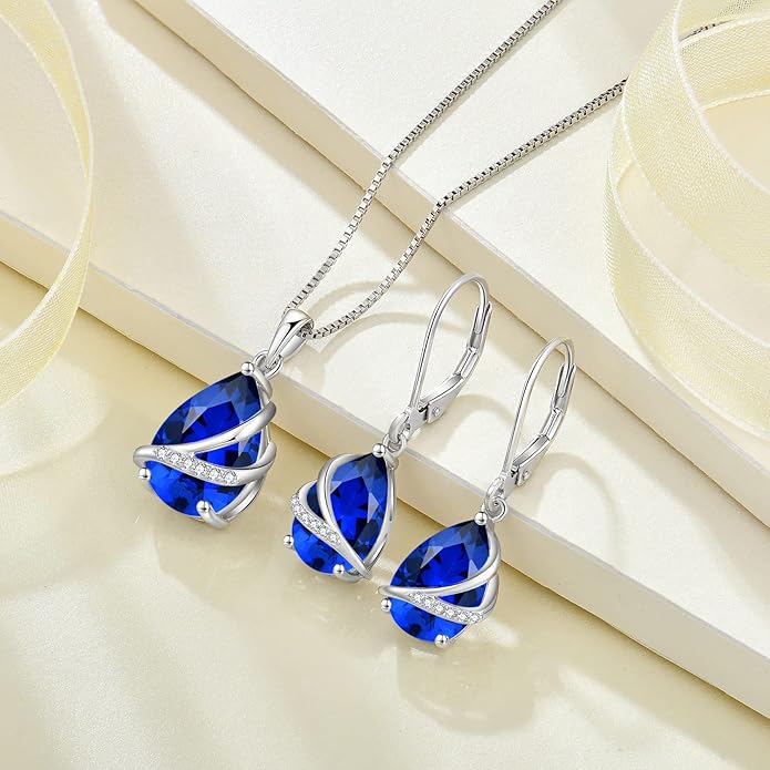 Birthstone Dangle Drop Earrings for Women 925 Sterling Silver Teardrop Leverback Earrings Jewelry Gifts for Wife Mother Her