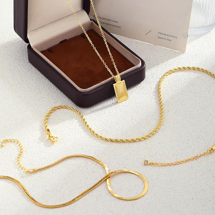 BBV Layered Gold Necklaces for Women Stackable Dainty 14K Gold Plated Silver Chain Necklace Layering Cute Fashion Pendant Choker Necklaces Trendy Jewelry Set Gifts for Women