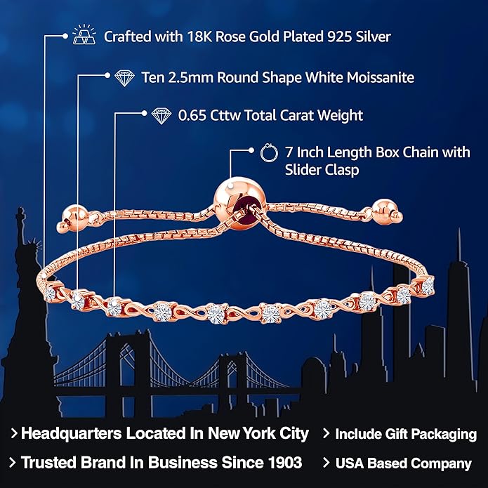 Gem Stone King Round Gemstone Birthstone Tennis Bracelet For Women | 925 Sterling Silver | 2.5MM Round | Fits Up To 9 Inch Wrist | Adjustable Bolo Bracelet For Women | Easy-On Easy-Off