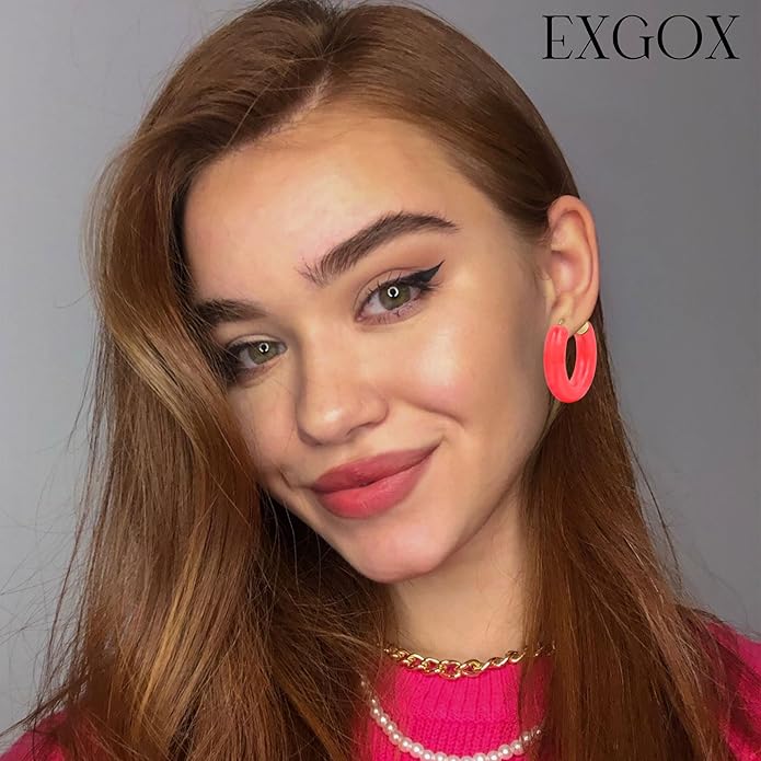 EXGOX 5mm Wide Gold Hoop Earrings for Women,Sterling Silver Hoop Earrings Large Silver Hoop Earrings Hypoallergenic Lightweight 14K Real Gold Plated Big Hoop Earrings for Women 30/40/50/60/70mm