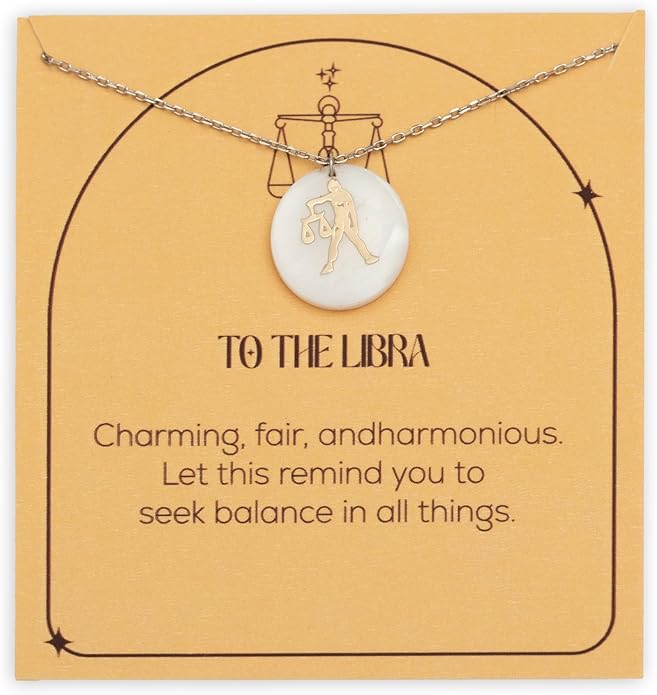 Zodiac Sign Necklace – Mother of Pearl Pendant – Available in Two Finish 925 Sterling Silver and 14K Gold Plated – Adjustable Chain – Horoscope Jewelry Gift with Zodiac Card & Gift Box