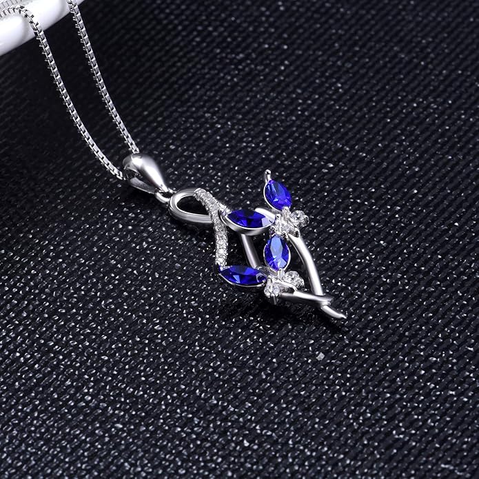 AOBOCO 925 Sterling Silver Infinity Butterfly Pendant Necklace with Birthstone Crystal from Austria, Anniversary Jewelry Gifts for Women