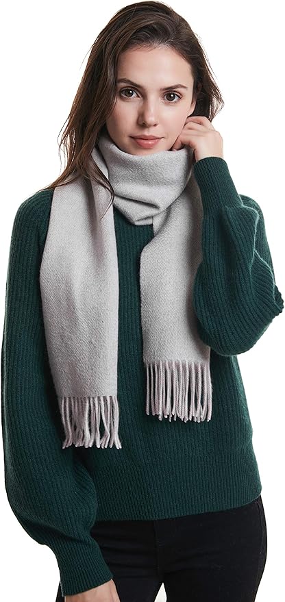 EURKEA 100% Cashmere 2025 Winter Scarf for Women Fringed Edges Warm & Soft Lightweight Solid/Plaid/Two-Tone Free Size