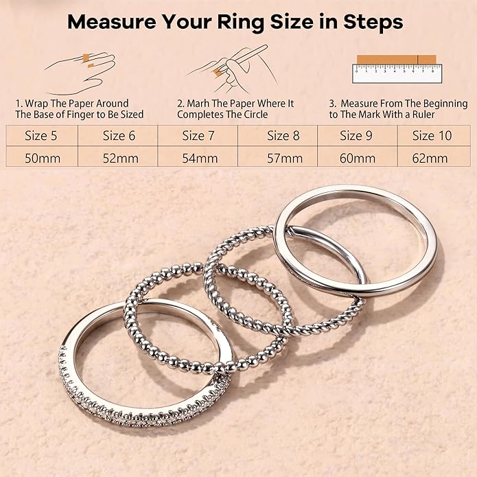 Florideco Stackable Rings for Women Non Tarnish Dainty 14K Gold Plated Stacking Thin Ring Set Trendy Statement Minimalist Cubic Zirconia Band Rings Promise Engagement Rings Size 5-10