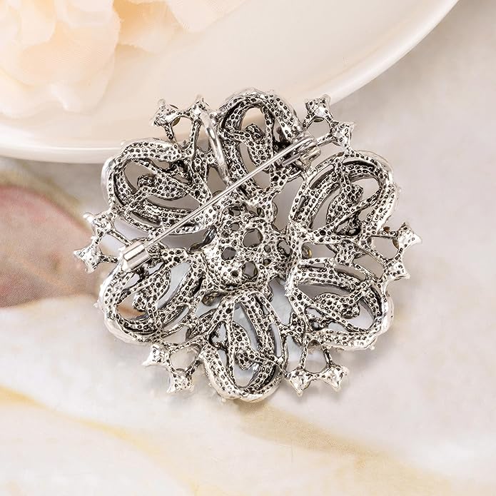 HAISWET Wedding Party Sprial Flower Crystal Rhinestone Brooch Pin for Women Jewelry
