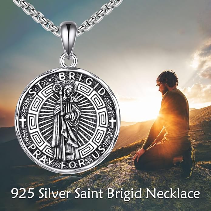 YFN Patron Saint Necklace Sterling Silver Amulet Medal Pendant Religious Protector Jewelry Gifts for Women Men