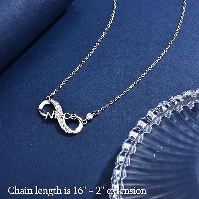 Infinity Mom Grandma Nana Sister Aunt Daughter Auntie Granddaughter Niece Necklace Gifts, Christmas Birthday Valentines Day Mothers Day Easter Graduation Back to School Gifts Stocking Stuffers Presents for Women Girls Her