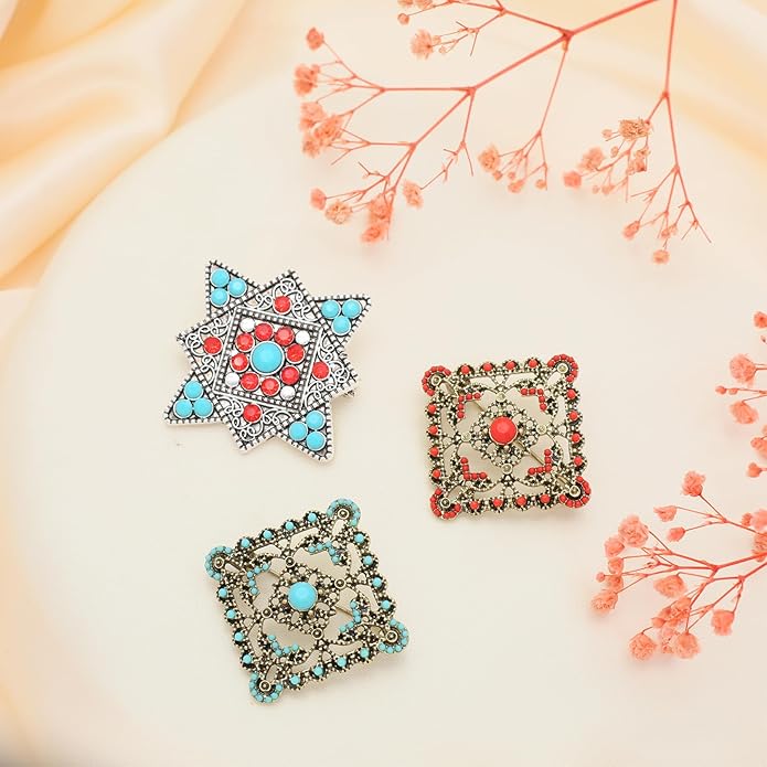 Turquoise West Cowboy Oval Tear Drop Brooch Pin for Women Retro Brooches Pins Classic Fashion Jewelry Accessories Gift