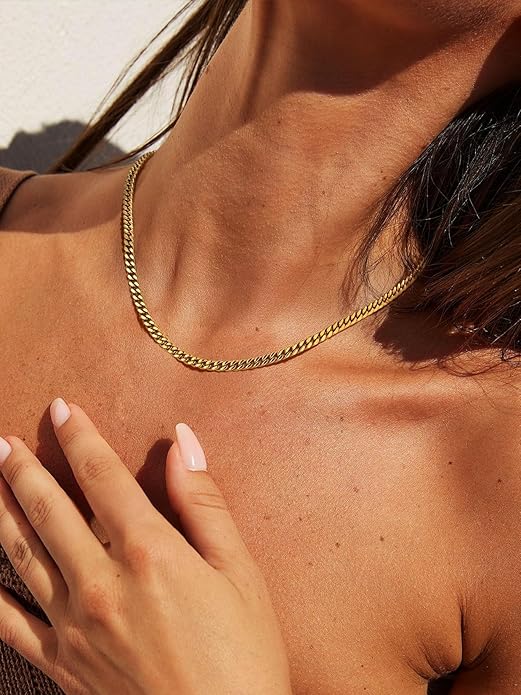 ChainsPro Chunky Cuban Link Chain Necklace for Women,Stainless Steel Silver/Gold Plated Thick Choker, 5/12/14mm Width,18" and 20" Punk Hip Hop Trendy Jewelry Gifts