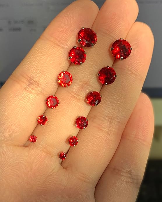 6 Pairs Stud Earrings Set, Hypoallergenic Cubic Zirconia Earrings 316L Stainless Steel CZ Earrings 3-8mm