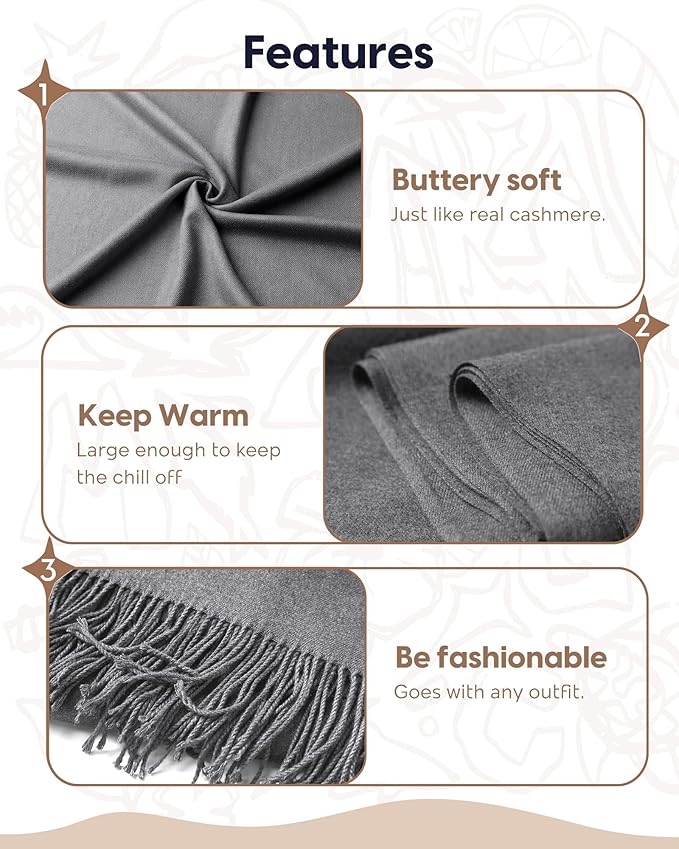 maamgic Women's Winter Scarf Soft Warm Scarf for Women Cozy Shawl Wraps for Women Lightweight Pashmina Style Wrap