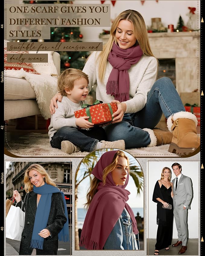 Oakgarden 3 Pack Winter Scarf for Women Pashmina Scarves Shawl Wraps Bridesmaid Gifts for Evening Dresses