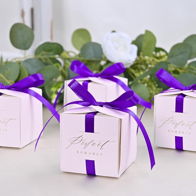 LEEQE Double Face Purple Satin Ribbon 3/8 inch X 50 Yards Polyester Purple Ribbon for Gift Wrapping Very Suitable for Weddings Party Hair Bow Invitation Decorations and More