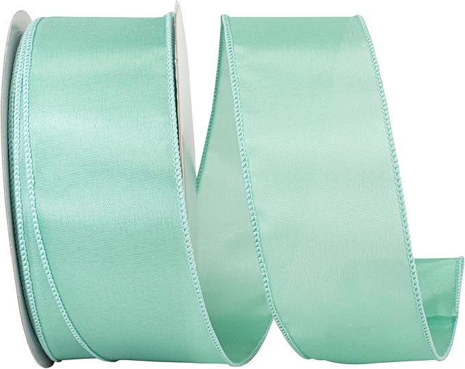 Reliant Ribbon 92575W-077-40K Satin Value Wired Edge Ribbon, 2-1/2 Inch X 50 Yards, Aqua