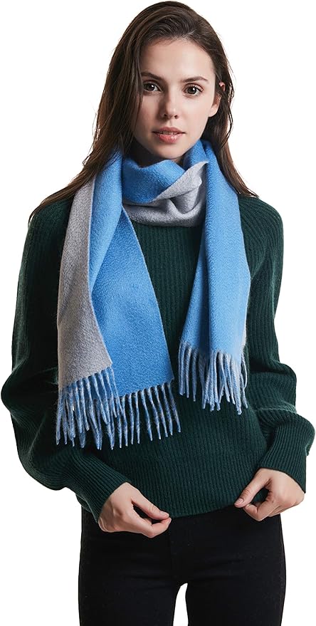 EURKEA 100% Cashmere 2025 Winter Scarf for Women Fringed Edges Warm & Soft Lightweight Solid/Plaid/Two-Tone Free Size