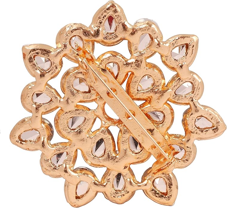 Touchstone Indian Bollywood Handcrafted Designer Jewelry Brooch Lapel Pin in Gold Or Silver Tone for Women.