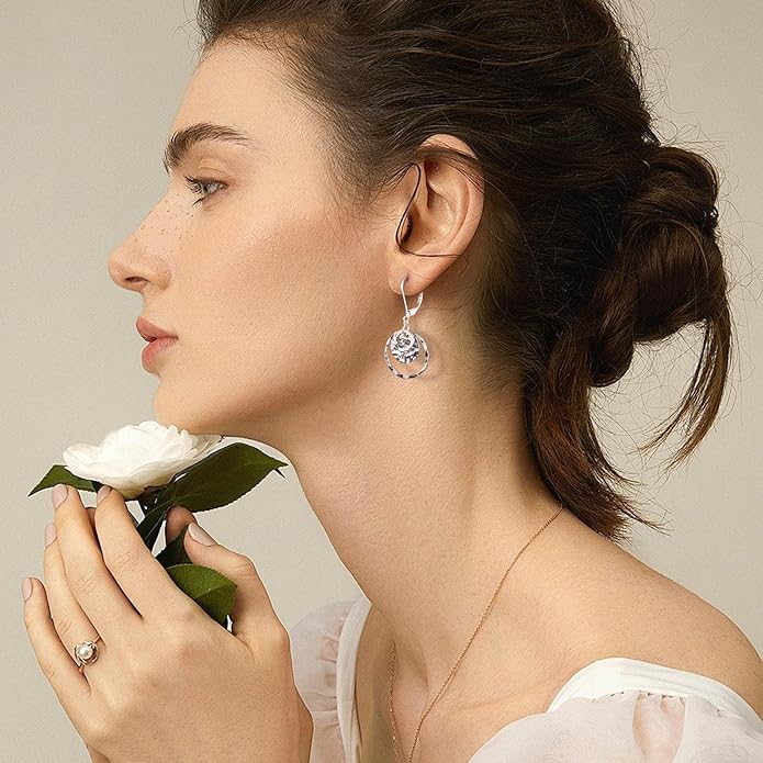 Sterling Silver Disc Leverback Earrings for Women Gold and Silver Circle Drop Dangle Earrings Jewelry Hypoallergenic Hammered Leverback Dangle Earrings for Gifts