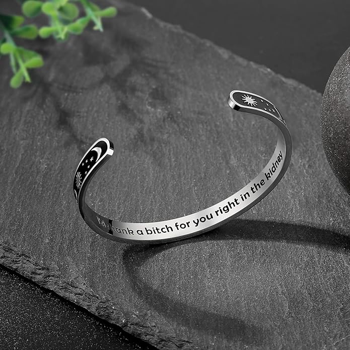 TONY & SANDY Inspirational Bracelets for Women Teen Girls Personalized Gifts for Daughter Granddaughter Mom Sister Friends Stainless Steel Engraved Cuff Birthday Easter Christmas